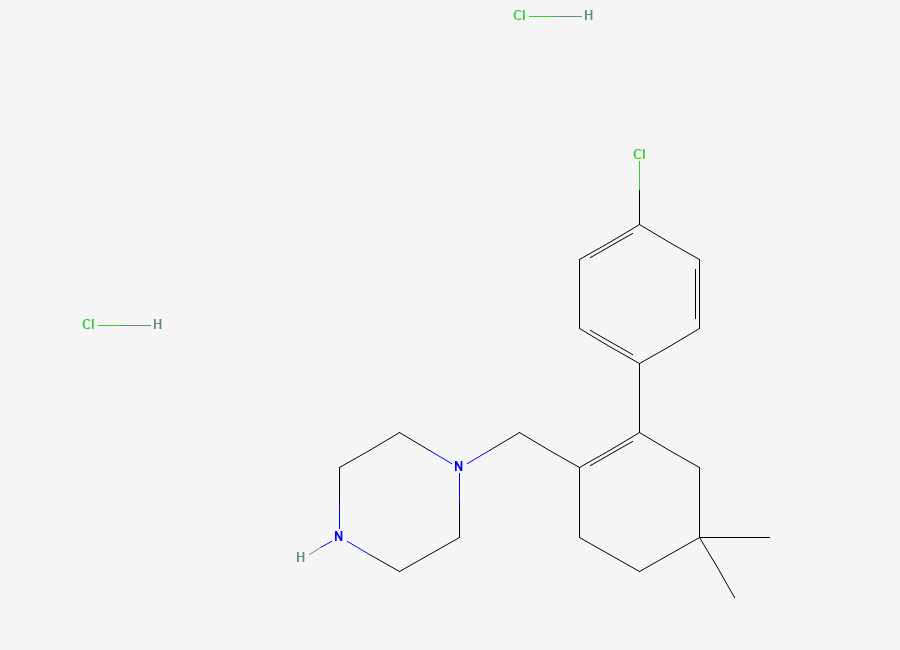 Two-dimensional chemical structure of 1-((4'-Chloro-5,5-dimethyl-3,4,5,6-tetrahydro-(1,1'-biphenyl)-2-yl)methyl)piperazine dihydrochloride