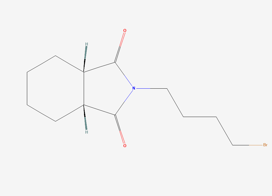 Two-dimensional chemical structure of (3aR,7aS)-2-(4-bromobutyl)hexahydro-1H-isoindole-1,3(2H)-dione, CAS 164519-76-0
