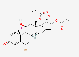 Two-dimensional chemical structure of (6alpha-Bromo-9-fluoro-11Beta-hydroxy-16Beta-methyl-3,20-dioxopregna-1,4-diene-17,21-diyl dipropionate)