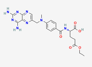Two-dimensional chemical structure of (2S)-2-[(4-{[(2,4-diaminopteridin-6-yl)methyl](methyl)amino}phenyl)formamido]-5-ethoxy-5-oxopentanoic acid