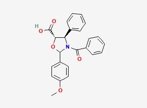 Two-dimensional chemical structure of (4R,5S)-3-Benzoyl-2-(4-methoxyphenyl)-4-phenyloxazolidine-5-carboxylic acid