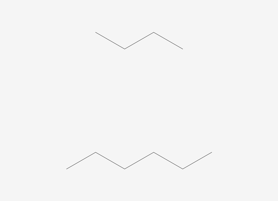 Two-dimensional chemical structure of butane;hexane