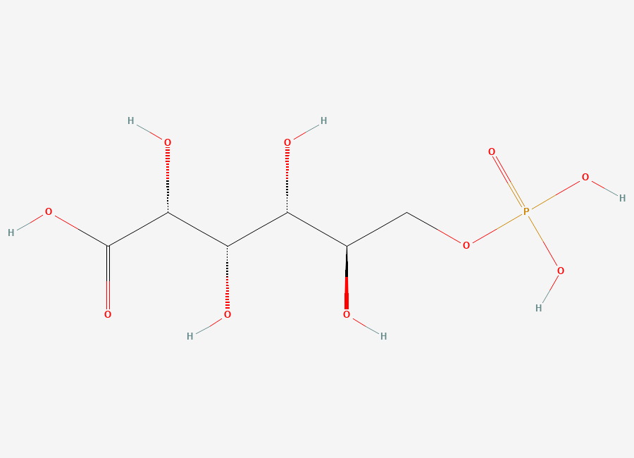 Two-dimensional chemical structure of 6-Phosphogluconic Acid