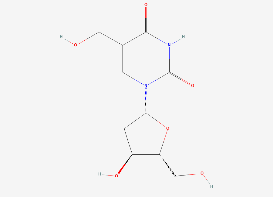 Two-dimensional chemical structure of 5-Hydroxymethyl-2'-deoxyuridine