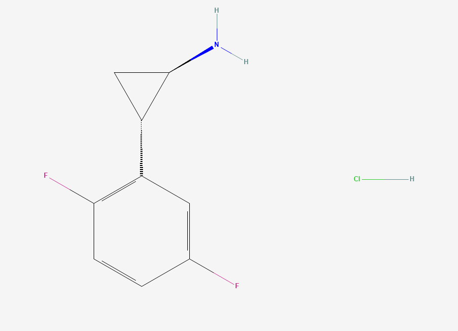 Two-dimensional chemical structure of (1R,2S)-2-(2,5-Difluorophenyl)cyclopropan-1-amine hydrochloride