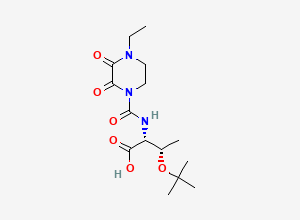 Two-dimensional chemical structure of (2R,3S)-3-(tert-Butoxy)-2-(4-ethyl-2,3-dioxopiperazine-1-carboxamido)butanoic acid