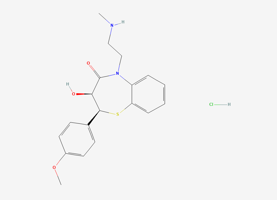 Two-dimensional chemical structure of N-Desmethyl desacetyl diltiazem hydrochloride
