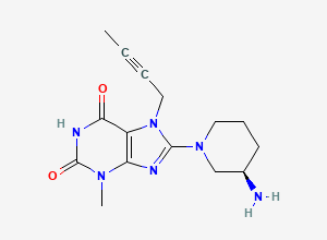 Two-dimensional chemical structure of 8-[(3R)-3-Amino-1-piperidinyl]-7-(2-butyn-1-yl)-3,7-dihydro-3-methyl-1H-purine-2,6-dione, CAS 1791405-13-4