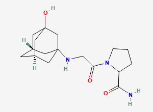 Two-dimensional chemical structure of 1-(((1R,3R,5R,7S)-3-Hydroxyadamantan-1-YL)glycyl)pyrrolidine-2-carboxamide