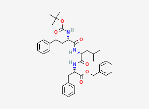 Two-dimensional chemical structure of (6S,9R,12S)-benzyl 12-benzyl-9-isobutyl-2,2-dimethyl-4,7,10-trioxo-6-phenethyl-3-oxa-5,8,11-triazatridecan-13-oate