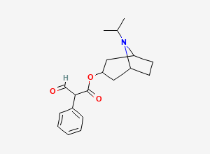 Two-dimensional chemical structure of 8-(propan-2-yl)-8-azabicyclo(3,2,1)octan-3-yl-3-oxo-2-phenylpropanoate, CAS 22235-74-1