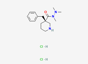 Two-dimensional chemical structure of (R)-3-benzyl-N,N',N'-trimethylpiperidine-3-carbohydrazide dihydrochloride