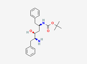 Two-dimensional chemical structure of tert-Butyl ((2R,4S,5S)-5-amino-4-hydroxy-1,6-diphenylhexan-2-yl)carbamate