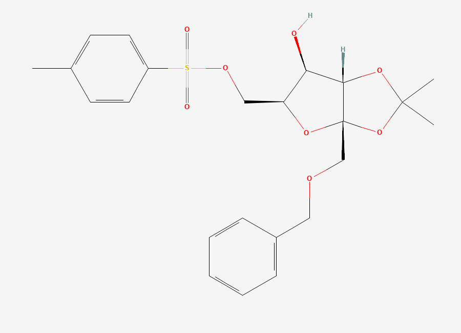 Two-dimensional chemical structure of 1-O-Benzyl-2,3-O-isopropylidene-6-O-tosyl-A-L-sorbofuranoside