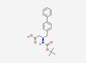 Two-dimensional chemical structure of (R)-4-([1,1'-Biphenyl]-4-yl)-3-((tert-butoxycarbonyl)amino)butanoic acid