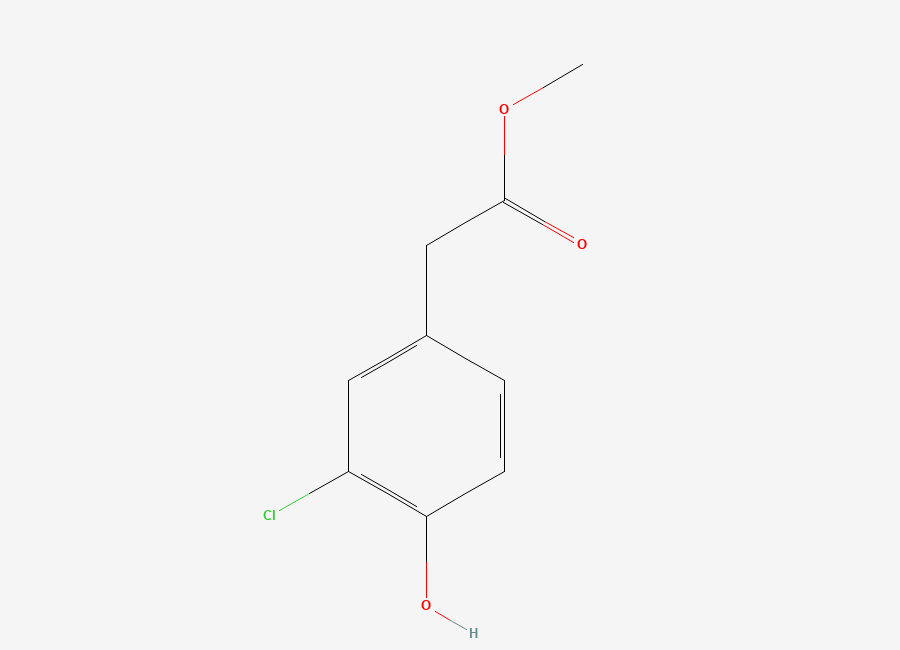 Two-dimensional chemical structure of Methyl 3-chloro-4-hydroxyphenylacetate