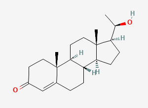 Two-dimensional chemical structure of Progesterone EP Impurity C / Progesterone BP Impurity C / (20R)-Dihydro Progesterone, CAS 145-15-3