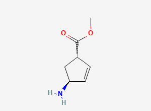 Two-dimensional chemical structure of methyl (1S,4S)-4-aminocyclopent-2-ene-1-carboxylate
