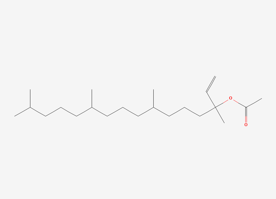Two-dimensional chemical structure of 1,5,9,13-Tetramethyl-1-vinyltetradecyl acetate