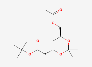 Two-dimensional chemical structure of tert-butyl 2-[(4S,6S)-6-(acetyloxymethyl)-2,2-dimethyl-1,3-dioxan-4-yl]acetate