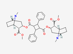 Two-dimensional chemical structure of Bis[(1r,2r,3s,5s)-2-(methoxycarbonyl)-8-methyl-8-azabicyclo[3.2.1]oct-3-yl] 2,4-diphenylcyclobutane-1,3-dicarboxylate