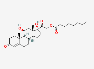 Two-dimensional chemical structure of (11beta)-11,17-Dihydroxy-21-((1-oxooctyl)oxy)pregn-4-ene-3,20-dione