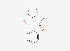 Two-dimensional chemical structure of alpha-Cyclopentylmandelic acid, (-), CAS 64471-43-8