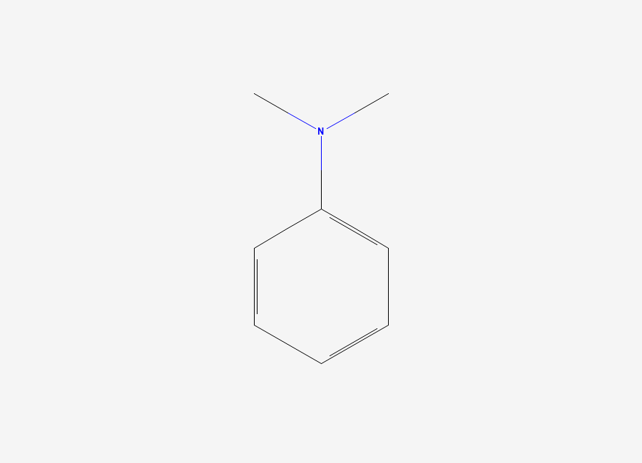Two-dimensional chemical structure of N,N-dimethylaniline, CAS 121-69-7