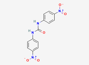 Two-dimensional chemical structure of 1,3-bis(4-nitrophenyl)urea, CAS 587-90-6