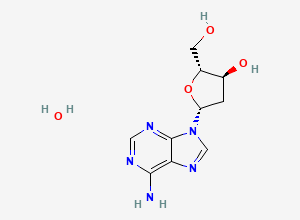 Two-dimensional chemical structure of 2'-Deoxy-β-D-adenosine (Monohydrate), CAS 16373-93-6