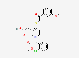 Two-dimensional chemical structure of (R)-2-(1-(1-(2-Chlorophenyl)-2-methoxy-2-oxoethyl)-4-((2-(3-methoxyphenyl)-2-oxoethyl)thio)-1,2,5,6-tetrahydropyridin-3-yl)acetic acid