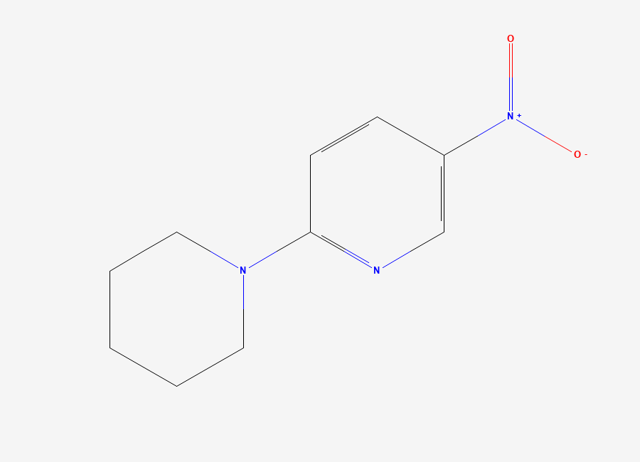 Two-dimensional chemical structure of 5-Nitro-2-piperidinopyridine