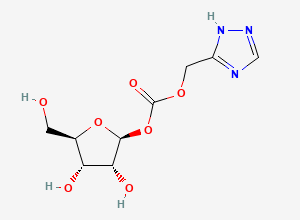 Two-dimensional chemical structure of 1-b-D-Ribofuranosyl-1,2,4-triazole-3-carboxylic Acid Methyl Ester(Ribavirin Impurity H)