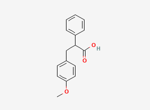Two-dimensional chemical structure of 3-(4-Methoxyphenyl)-2-phenylpropionic acid