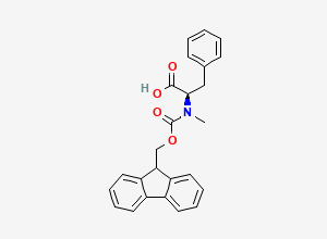 Two-dimensional chemical structure of (2R)-2-({[(9H-fluoren-9-yl)methoxy]carbonyl}(methyl)amino)-3-phenylpropanoic acid