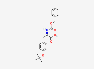 Two-dimensional chemical structure of (2R)-3-[4-[(2-methylpropan-2-yl)oxy]phenyl]-2-(phenylmethoxycarbonylamino)propanoic acid