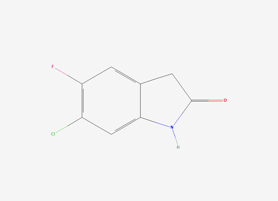Two-dimensional chemical structure of 6-Chloro-5-fluoroindolin-2-one