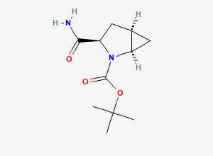 Two-dimensional chemical structure of tert-Butyl (1R,3R,5R)-3-carbamoyl-2-azabicyclo[3.1.0]hexane-2-carboxylate