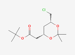 Two-dimensional chemical structure of tert-butyl 2-[(4S,6R)-6-(chloromethyl)-2,2-dimethyl-1,3-dioxan-4-yl]acetate, CAS 521973-99-9