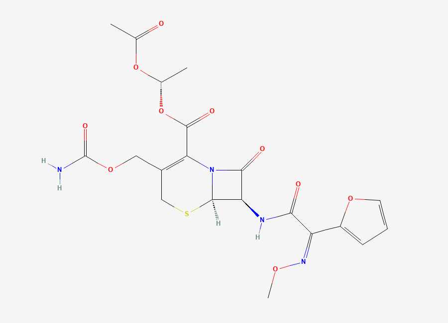 Two-dimensional chemical structure of Cefuroxime axetil, (1'S,6R,7R)-