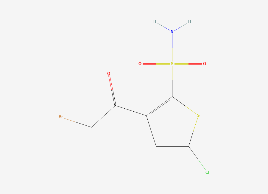 Two-dimensional chemical structure of 3-(2-Bromoacetyl)-5-chloro-2-thiophenesulfonamide