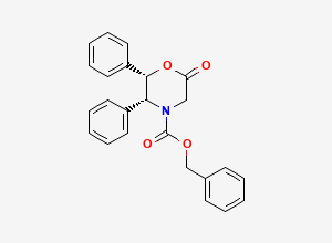 Two-dimensional chemical structure of Benzyl (2S,3R)-(+)-6-oxo-2,3-diphenyl-4-morpholinecarboxylate