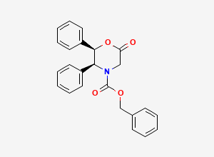 Two-dimensional chemical structure of (2R,3S)-(-)-N-Z-6-oxo-2,3-diphenylmorpholine