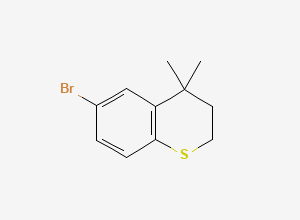 Two-dimensional chemical structure of 6-bromo-4,4-dimethylthiochromane, CAS 112110-44-8