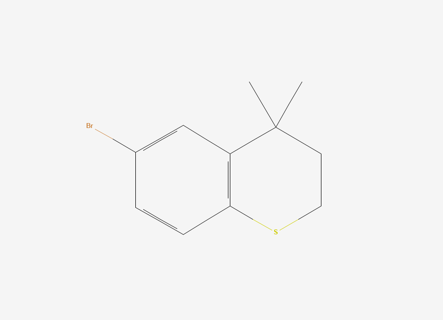 Two-dimensional chemical structure of 6-bromo-4,4-dimethylthiochromane, CAS 112110-44-8