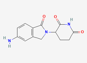 Two-dimensional chemical structure of 3-(5-amino-1-oxo-2,3-dihydro-1H-isoindol-2-yl)piperidine-2,6-dione