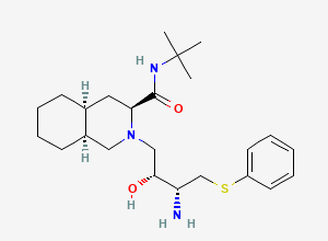 Two-dimensional chemical structure of (3S,4aS,8aS)-2-[(2R,3R)-3-Amino-2-hydroxy-4-(phenylthio)butyl]-N-(1,1-dimethylethyl)decahydro-3-isoquinolinecarboxamide, CAS 159878-05-4