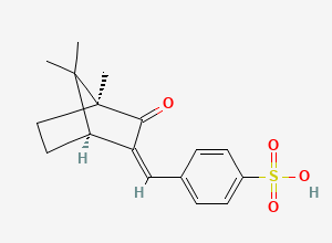 Two-dimensional chemical structure of 4-((Z)-((1S,4S)-4,7,7-trimethyl-3-oxobicyclo[2.2.1]heptan-2-ylidene)methyl)benzenesulfonic acid, CAS 56039-58-8