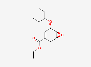Two-dimensional chemical structure of ethyl (1S,5S,6S)-5-(pentan-3-yloxy)-7-oxabicyclo[4.1.0]hept-3-ene-3-carboxylate, CAS 2413185-88-1