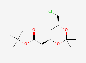 Two-dimensional chemical structure of (4R-cis)-6-Chloromethyl-2,2-dimethyl-1,3-dioxane-4-acetic Acid tert-Butyl Ester, CAS 154026-94-5